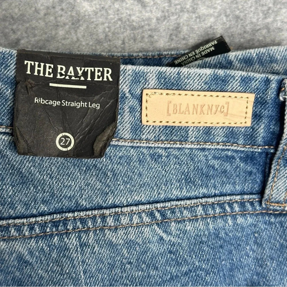 NWT Blank NYC Baxter Super High Waist Ripped Raw Hem Straight Leg Jeans Sz: 27 - Picture 8 of 9